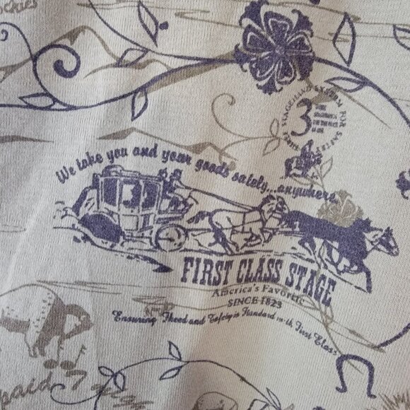 Mod-o-Doc Western Theme Top 3/4 Sleeve Green Sz 1 (S) Horseshoe Cactus Cowboy - Picture 6 of 8